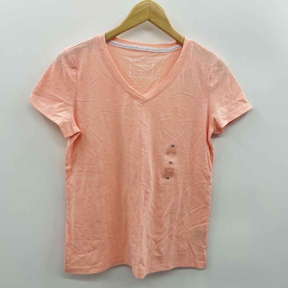 Charter Club Womens Size‎ XS Short Sleeve V-neck Sleep T-Shirt Cotton Blend 1314
